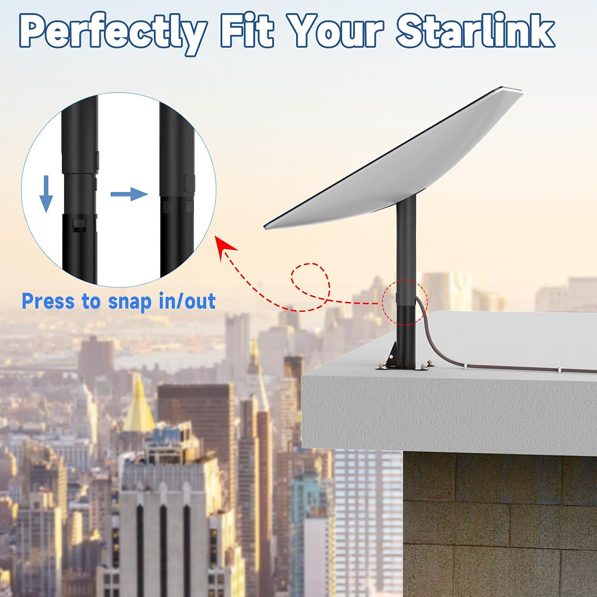 Heavy-Duty Carbon Steel Roof Mount for Starlink Gen 2 Dish